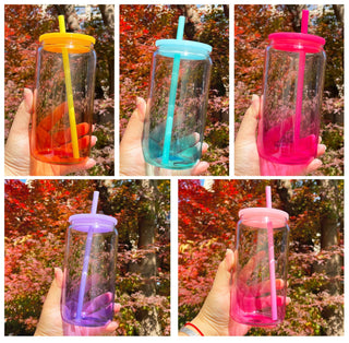 Lux Label & Co. 16 OZ BRIGHT OMBRE GLASS CUP- INSTOCK