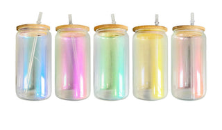 Lux Label & Co. 16 oz PEARL COLOUR GLASS CUP PACK-INSTOCK