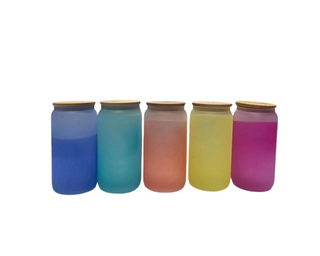 Lux Label & Co. 16oz COLOUR CHANGE FROSTED GLASS CUP - INSTOCK