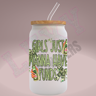 Lux Label & Co. Uv DTF Print Wraps GIRLS JUST WANT TO HAVE FUNDS  - INSTOCK Single Decal UV DTF