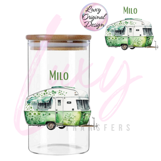 Lux Label & Co. Uv DTF Print Wraps GREEN CARAVAN MILO CANISTER UV DECAL