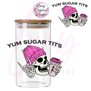 Lux Label & Co. Uv DTF Print Wraps YUM SUGAR TITS  CANISTER UV DECAL